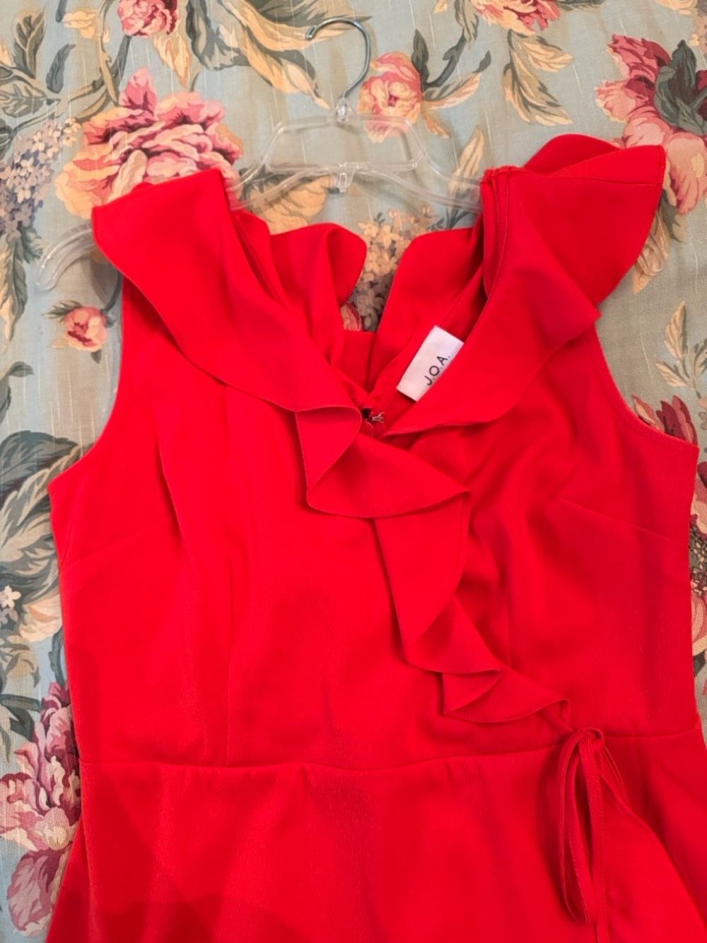 Red Ruffle Wrap Dress - Picture 3 of 5